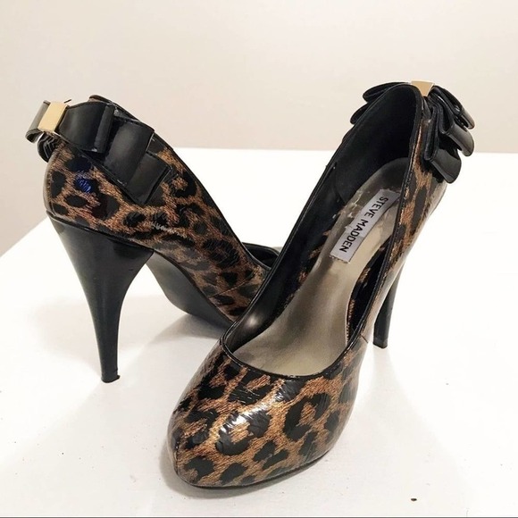 Steve Madden Brown Animal Print Rounded Heels 6 - Picture 2 of 9